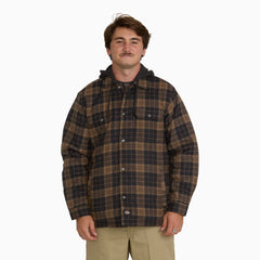 Insulated Hooded Plaid Shirt Jacket