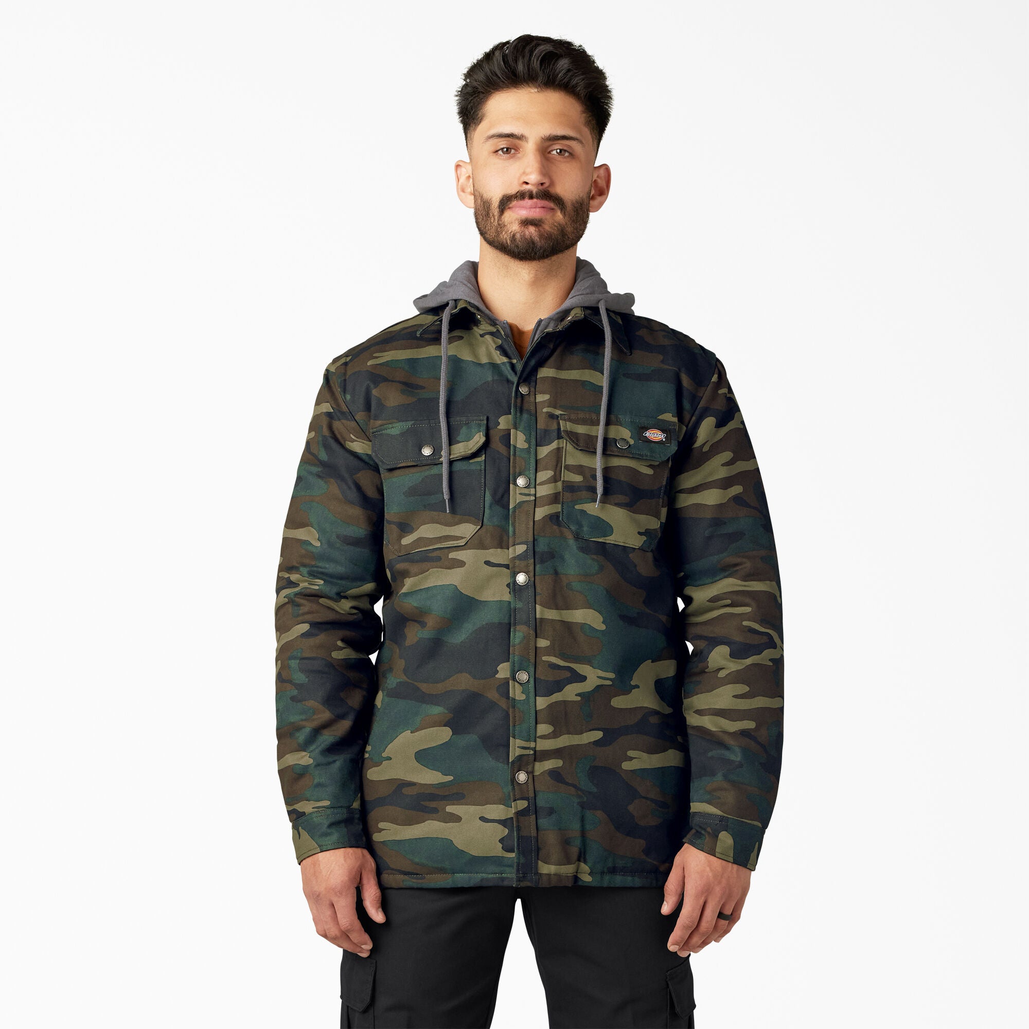 Water Repellent Duck Hooded Shirt Jacket