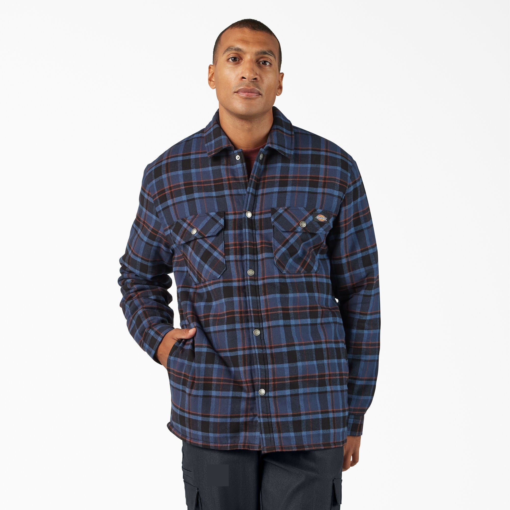 Water Repellent Fleece-Lined Flannel Shirt Jacket