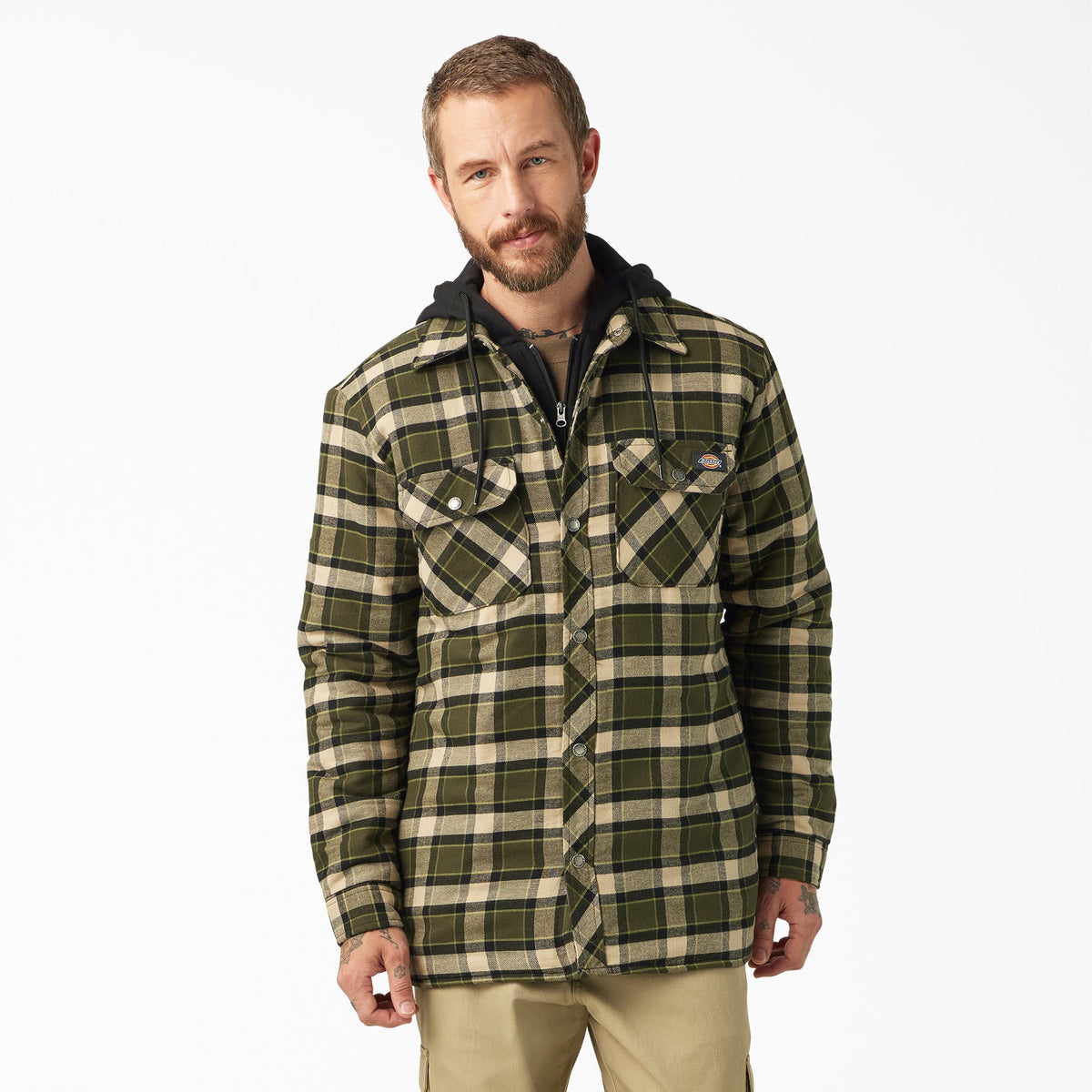 Water Repellent Flannel Hooded Shirt Jacket